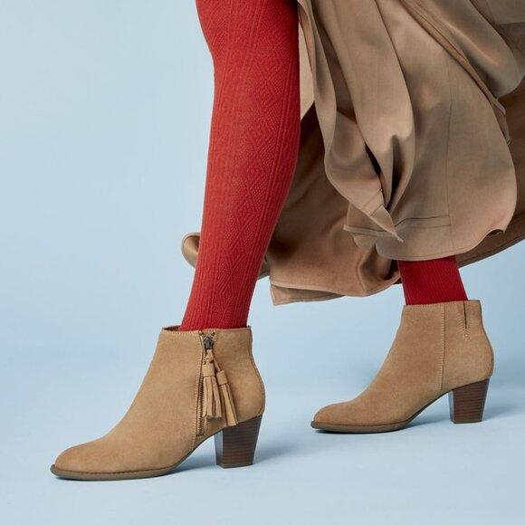 Vionic Madeline Greige Tassel Suede Leather Ankle Boots - Picture 6 of 16